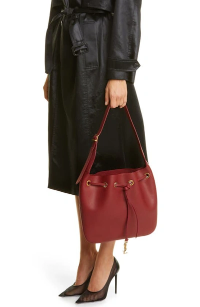 Shop Saint Laurent Medium Paris Vii Leather Hobo Bag In 6236 Sangria Red