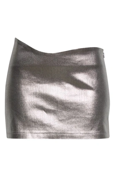 Shop Collina Strada Wave Denim Miniskirt In Silver