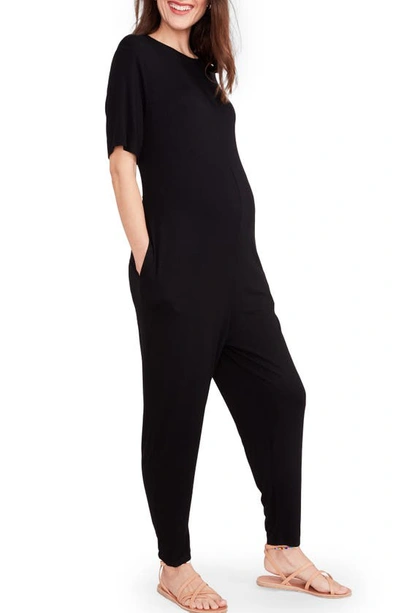 Shop Hatch The Walkabout Maternity Jumpsuit In Black