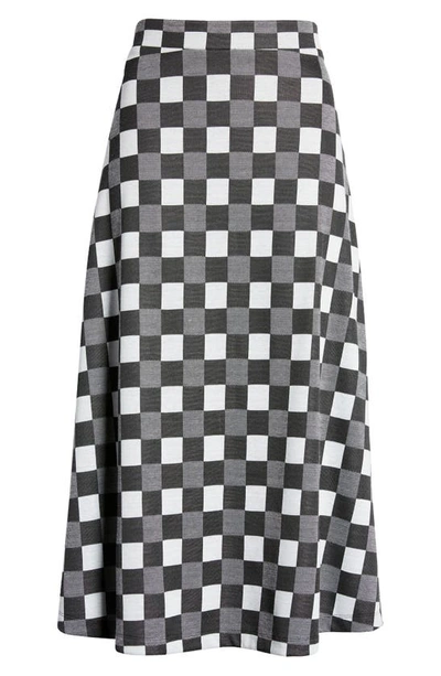 Shop Anne Klein Check A-line Midi Skirt In Anne Black Combo