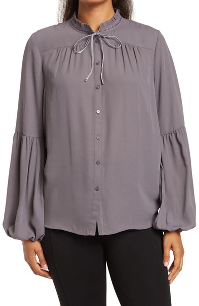 Shop Nydj Bishop Sleeve Peasant Blouse In Volcanic Glass