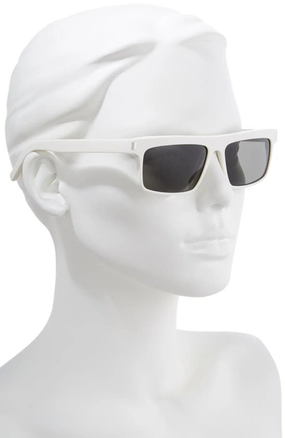 Shop Saint Laurent 57mm Flat Top Sunglasses In Ivory/ Grey