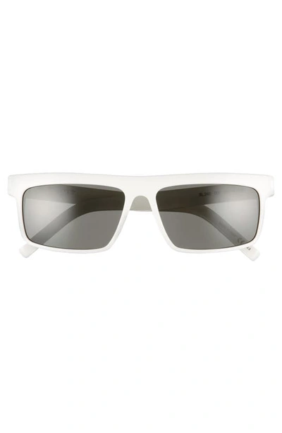 Shop Saint Laurent 57mm Flat Top Sunglasses In Ivory/ Grey