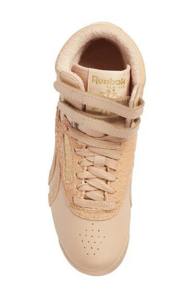 Shop Reebok Freestyle Hi Sneaker In Sahara/ Sahara/ Gold