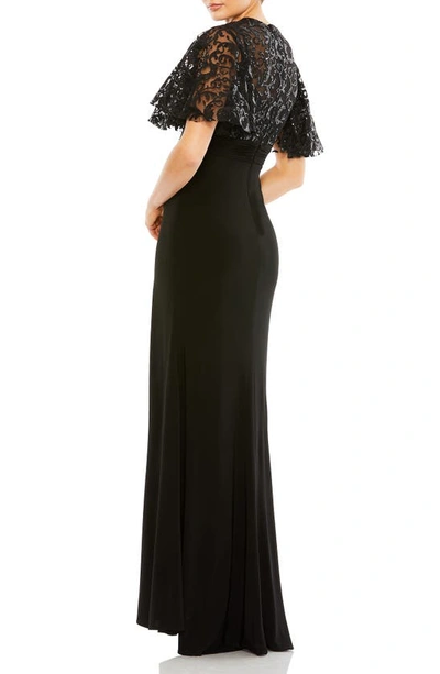 Shop Mac Duggal Sequin Embellished Flutter Sleeve Gown In Black
