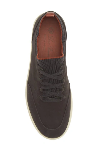 Shop Loro Piana Soho Leather Sneaker In Charcoal