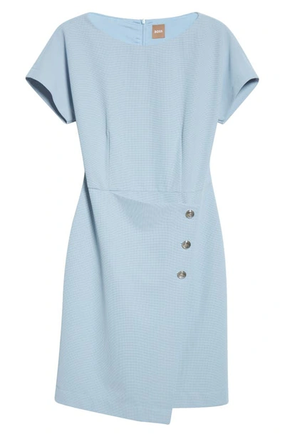 Shop Hugo Boss Datera Wrap Front Sheath Dress In Chambray Blue