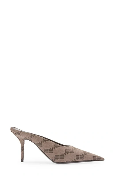 Shop Balenciaga Knife Pointed Toe Mule In Dark Mink Grey/ Brown