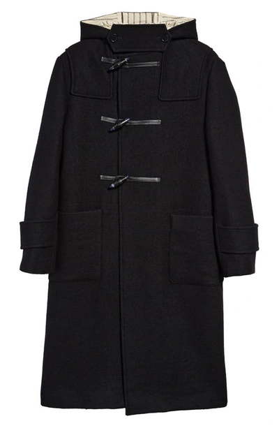 Shop Wales Bonner Eternity Wool Hooded Duffle Coat In Black