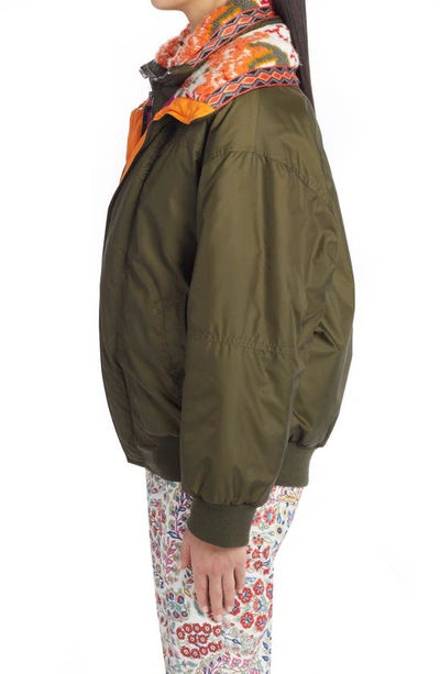 Shop Etro Barbara Knit Detail Bomber Jacket In Green 500