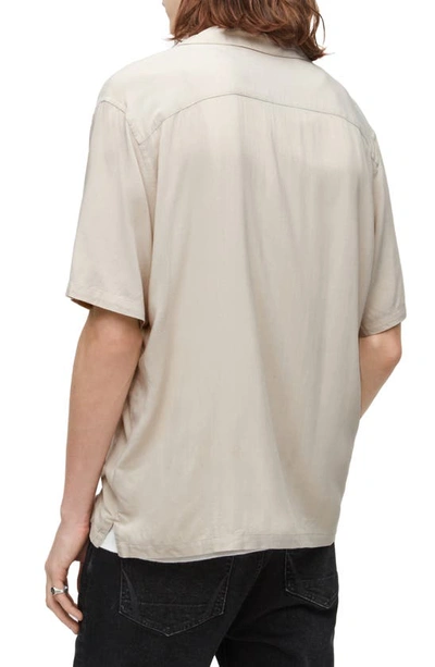 Shop Allsaints Venice Relaxed Fit Short Sleeve Button-up Camp Shirt In Clifftop Taupe