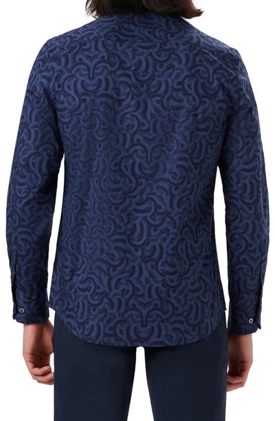 Shop Bugatchi Shaped Fit Stretch Button-up Shirt In Navy