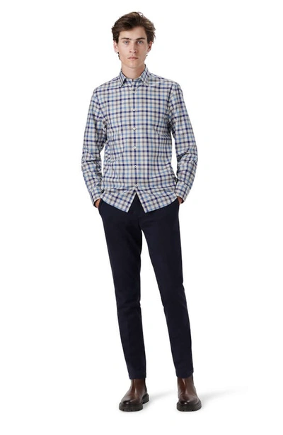 Shop Bugatchi Shaped Fit Check Button-down Shirt In Stone