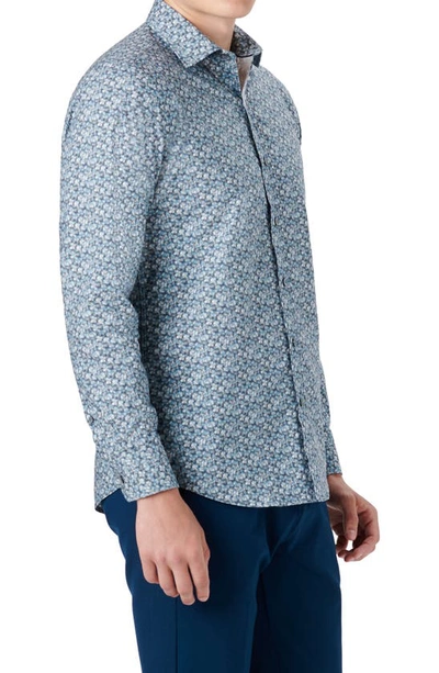 Shop Bugatchi Shaped Fit Liberty Print Button-up Shirt In Cement