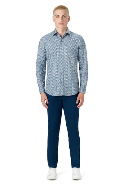 Shop Bugatchi Shaped Fit Liberty Print Button-up Shirt In Cement