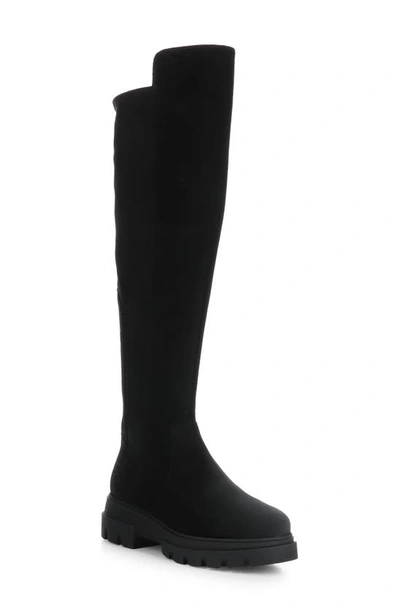 Shop Bos. & Co. Fifth Waterproof Knee High Boot In Black Suede/ Suede Stretch