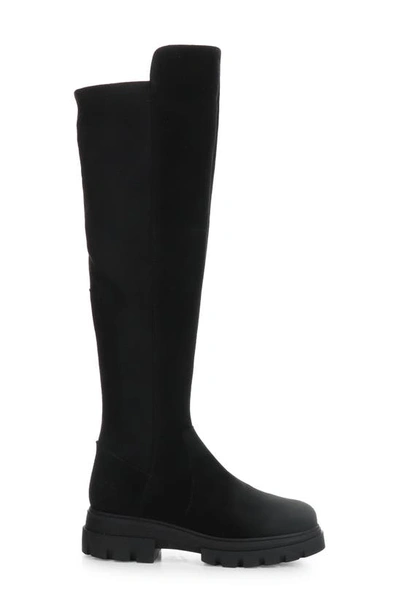 Shop Bos. & Co. Fifth Waterproof Knee High Boot In Black Suede/ Suede Stretch