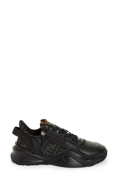 Fendi Men's Flow Vitello Leather & Tonal Logo Jacquard Sneakers In Black |  ModeSens