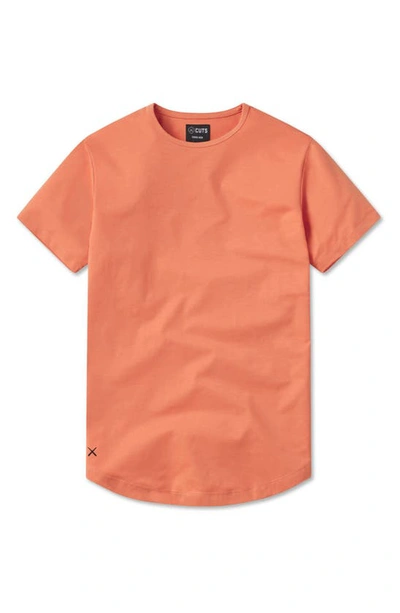 Shop Cuts Ao Curve Hem Cotton Blend T-shirt In Adobe