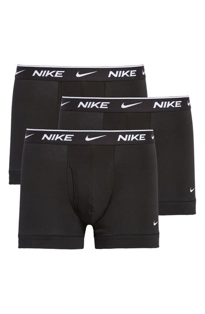 Shop Nike 3-pack Dri-fit Essential Stretch Cotton Trunks In Black