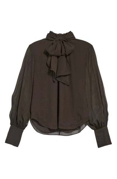 Shop Frame Silk Chiffon Bow Blouse In Noir