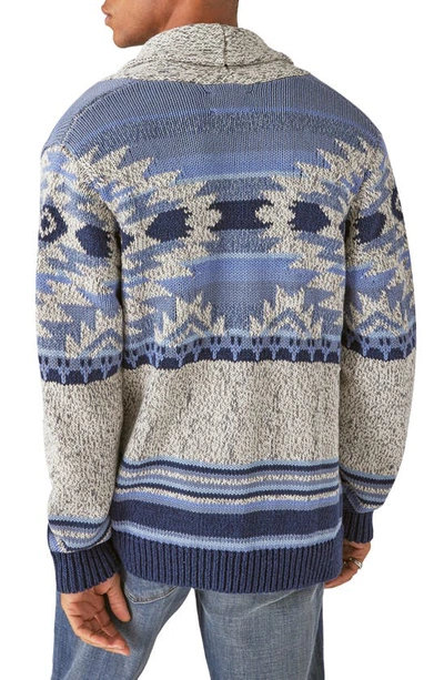 Lucky Brand Men's Southwestern Print Shawl Cardigan Sweater In Denim Combo