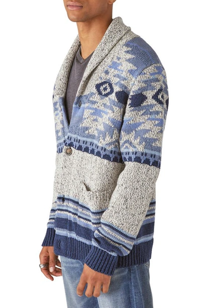 Lucky Brand Men's Southwestern Print Shawl Cardigan Sweater In Denim Combo