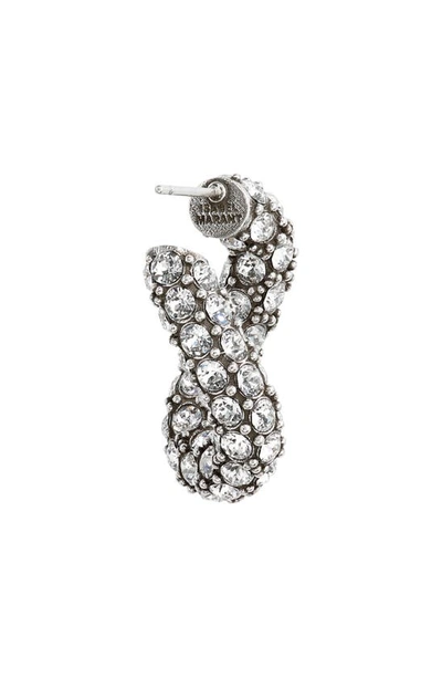 Shop Isabel Marant Funky Crystal Pavé Oblong Hoop Earrings In Transparent/ Silver