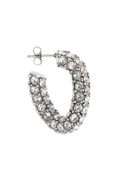 Shop Isabel Marant Funky Crystal Pavé Oblong Hoop Earrings In Transparent/ Silver