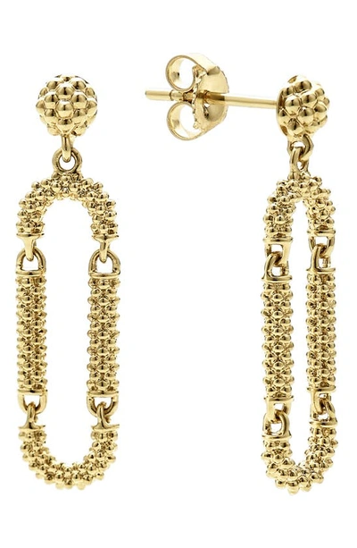 Lagos 18k Yellow Gold Signature Caviar Superfine Long Drop Earrings In Gold