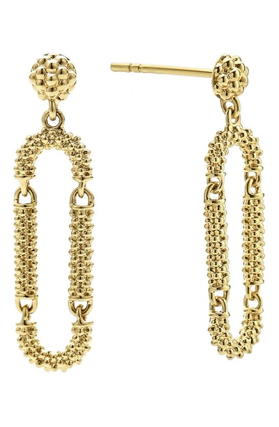 Lagos 18k Yellow Gold Signature Caviar Superfine Long Drop Earrings In Gold