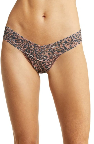 Shop Hanky Panky Print Lace Low Rise Thong In Instinct