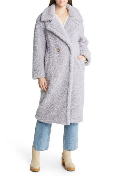 Shop Ugg Gertrude Double Breasted Teddy Coat In Cloudy Grey