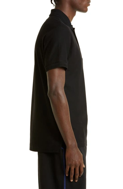 Burberry Logo Embroidered Straight Hem Cotton Polo Shirt In Black