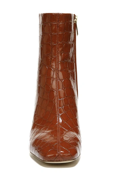 Sam Edelman Fawn Block Heel Bootie In Rust Croc Patent