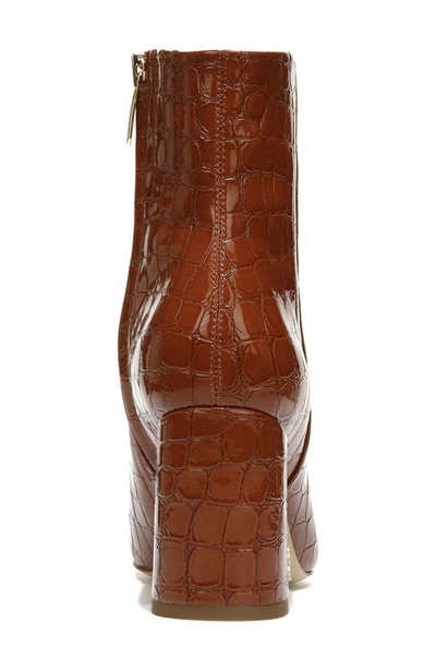 Shop Sam Edelman Fawn Block Heel Bootie In Rust Croc Patent