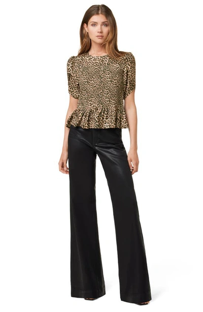 Shop Joe's The Mia Coated High Waist Wide Leg Jeans In Black