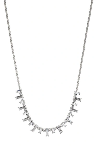 Shop Nadri Mixed Baguette Chain Necklace In Rhodium