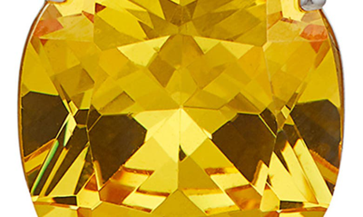 Shop Nadri Soleil Yellow Cubic Zirconia Cushion Pendant Necklace In Rhodium