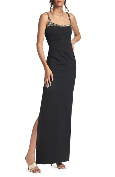 Shop Sachin & Babi Sam Crystal Detail Body-con Crepe Gown In Black