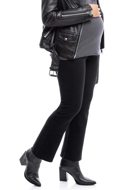 1822 Denim Redenim Over The Bump Raw Hem Demi Bootcut Maternity Jeans In Black