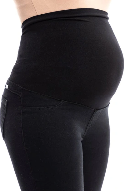 1822 Denim Redenim Over The Bump Raw Hem Demi Bootcut Maternity Jeans In Black