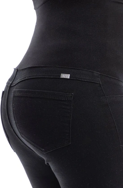 1822 Denim Redenim Over The Bump Raw Hem Demi Bootcut Maternity Jeans In Black