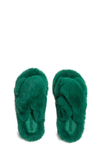 Shop Apparis Biba Faux Fur Scuff Slipper In Verdant Green