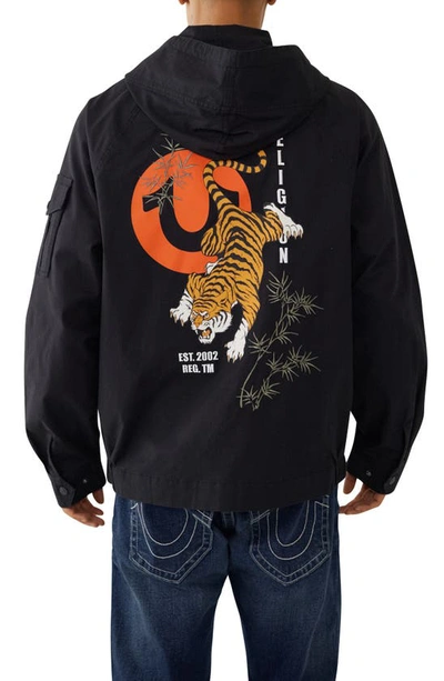 lighed Begå underslæb Derfor True Religion Brand Jeans Tiger Logo Hooded Jacket In Jet Black | ModeSens