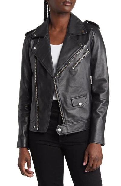 Shop Deadwood River Leather Moto Jacket In Black