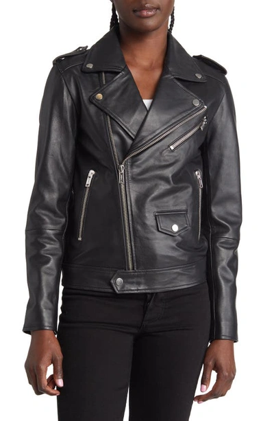 Shop Deadwood River Leather Moto Jacket In Black