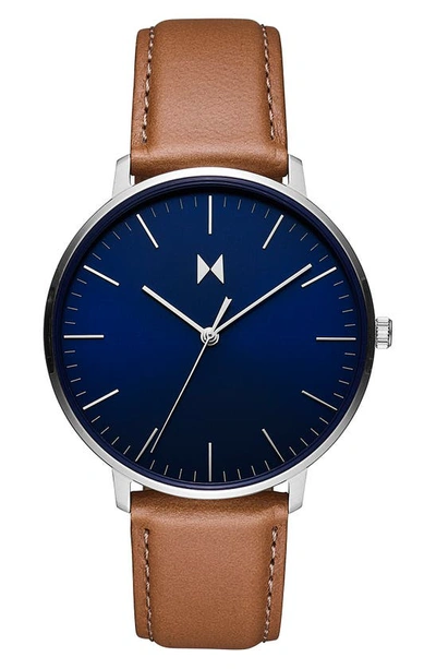Shop Mvmt Watches Legacy Slim Leather Strap Watch, 42mm In Blue