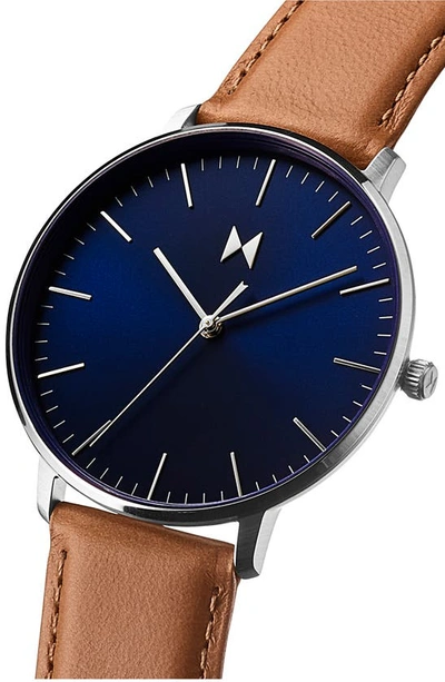 Shop Mvmt Legacy Slim Leather Strap Watch, 42mm In Blue