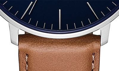 Shop Mvmt Legacy Slim Leather Strap Watch, 42mm In Blue